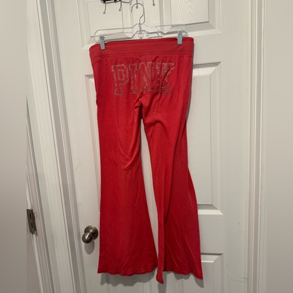 VTG Y2K Victoria Secret Pink Peace Sign Flare Leg Track Pants Size XS. - Picture 2 of 7
